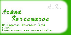 arpad korcsmaros business card
